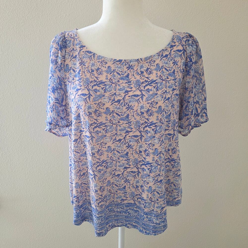 Lucky Brand Lightweight Short Sleeve Floral Top Women's Size S